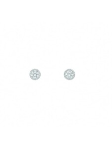 1 Paar  585 Weißgold Ohrringe / Ohrstecker mit Zirkonia Ø 4,3 mm 1001 Diamonds Silber