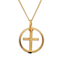 333er Gold Taufkette: Saphir Kreuz