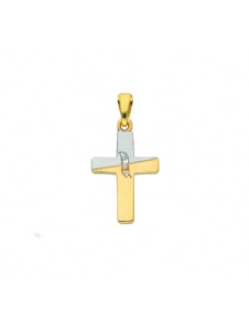 585 Gold Kreuz Anhänger mit Zirkonia – Set mit Halskette 1001 Diamonds Gold
