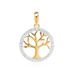 585er Goldanhänger Lebensbaum mit Diamanten