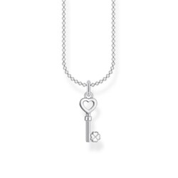 925er Silberkette Schlüssel mit Kleeblatt für Damen