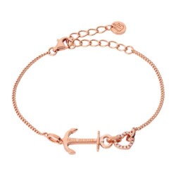 Anchor Heart Armband für Damen aus 925er Silber, rosé