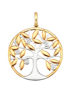 Anhänger – Lebensbaum – mit Diamanten in Gelbgold 585 Diemer Diamant Bicolor