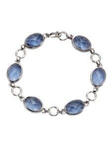 Armband 925/- Sterling Silber Quarz (beh.) blau 20,5cm Glänzend Jamelli Silbergrau