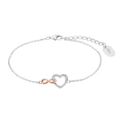 Armband aus 925er Silber mit Herz, Infinity, IP Rosé