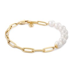 Armband für Damen aus Edelstahl und Perlen, IP Gold