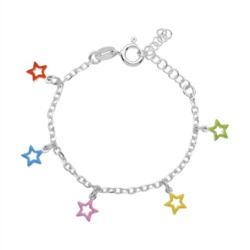 Armband für Kinder 925 Silber mit bunten Sternen