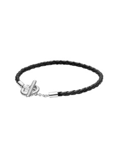 Armband – mit schwarzfarbenes geflochtenes Lederarmband mit T-Verschluss- 591675C01-19 Pandora Schwarz