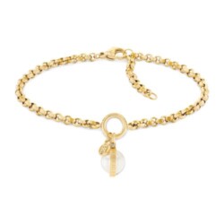 Armkette aus Edelstahl mit Perlenanhänger, IP Gold