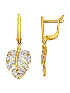 Blatt-Ohrringe mit Diamanten und Brillanten Diemer Diamant Weiß