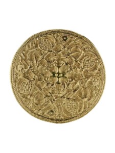 Brosche – Hiddensee 42 mm rund – Silber 925/000, vergoldet – , OSTSEE-SCHMUCK Goldfarben-gelb