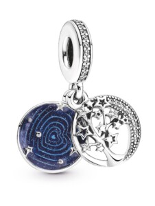 Charm-Anhänger -Baum & Galaxie-Mond- 799645C01 Pandora Blau