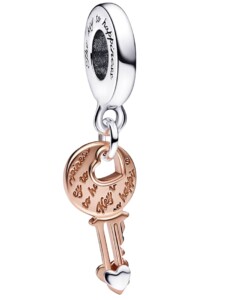 Charm-Anhänger – Schlüssel & bewegliches Herz – Pandora Bicolor