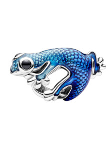 Charm – Metallicblauer Gecko – Pandora Silber