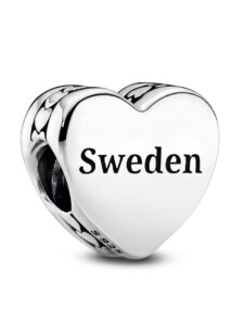 Charm -Schweden- Schriftzug Sweden und schwedisches Dalapferd 792015 E036 Pandora Silberfarben