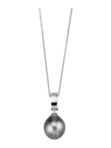 Clip-Anhänger mit Kette in Silber 925, rhodiniert Diemer Perle Grau