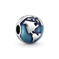 Clip Globus aus Sterlingsilber mit blauer Emaille