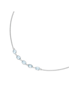 Collier Himbeerkette mit Blautopasen als Mittelteil, Silber 925 Smart Jewel Hellblau