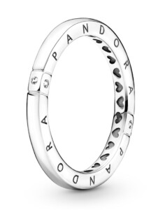 Damenring – Logo & Herzen – Pandora Silber