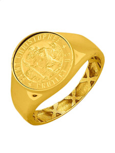 Damenring mit ‚Christopherusmünze‘ Diemer Gold Gelbgoldfarben