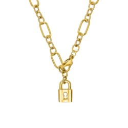 Figaro Damenkette aus Edelstahl mit Schloss, IP Gold