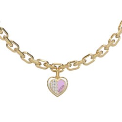 Gravierbare Damenkette Herz aus Edelstahl, IP Gold