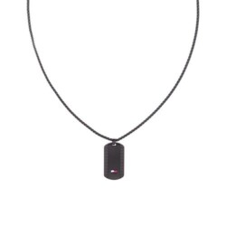 Gravur Halskette für Herren aus Edelstahl, schwarz