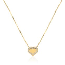Gravur Herzkette für Damen aus 375er Gold mit Zirkonia