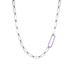 Halskette für Damen aus Edelstahl mit lila Emaille