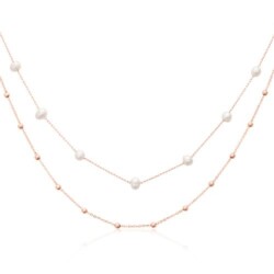 Halskette für Damen aus Edelstahl, rosé mit Perlen
