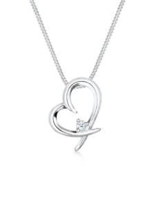 Halskette Herz Verbunden Diamant (0.03 Ct.) 925 Silber Elli DIAMONDS Weiß