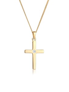 Halskette Kreuz Diamant Konfirmation Kommunion 585 Gelbgold Elli DIAMONDS Weiß