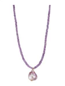 Halskette mit Amethysten und Süßwasser-Zuchtperle in Silber 925 Diemer Perle Lila