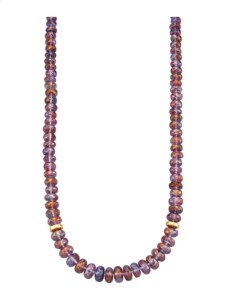 Halskette mit Hämatit-Rondellen in Gelbgold 585 Diemer Farbstein Lila