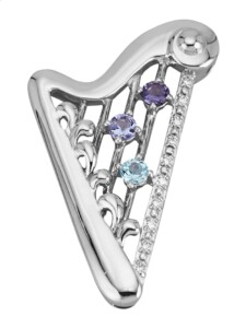 Harfe-Anhänger mit Farbsteinen und Diamanten Diemer Farbstein Multicolor