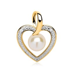Herz Anhänger 585er Gold bicolor Perle Diamanten