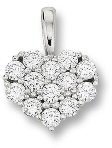 Herz Anhänger Herz aus 585 Weißgold mit 0,18 ct Diamant One Element Silber