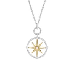 Kompass Halskette Elliott aus 925er Silber, synth. Opal