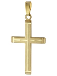 Kreuz-Anhänger Gold 585 / 14K Kreuz für Damen/Herren/Kinder trendor Goldfarben