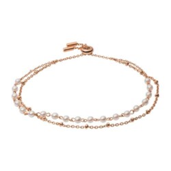 Layer Armband für Damen aus Edelstahl, rosé mit Perlen