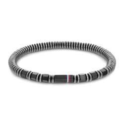 Metallic Beads Herrenarmband aus Edelstahl, schwarz