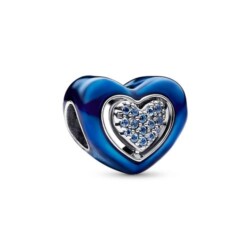 Moments Herz Charm aus Sterlingsilber mit Emaille, blau