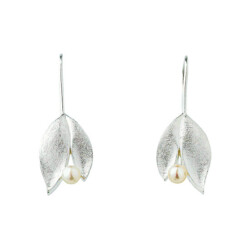 Ohrhänger ‚Silver Leaf‘ mit Perlen