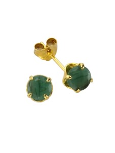 Ohrringe 333/- Gold Smaragd grün 0,5cm Glänzend Fascination by Ellen K. Gelb