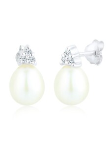 Ohrringe Diamant Süßwasserzuchtperle Elegant 925 Silber Elli DIAMONDS Weiß