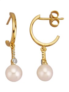 Ohrringe in Gelbgold 585 Diemer Perle Weiß