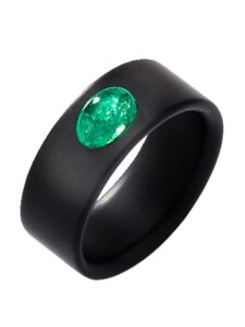 Onyx-Ring mit Smaragd Diemer Farbstein Schwarz
