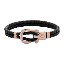Phinity Armband aus schwarzem Leder, rosé