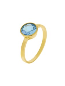 Ring 375/- Gold Blautopas beh. blau Glänzend Fascination by Ellen K. Gelb