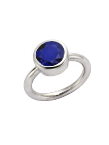 Ring 925/- Sterling Silber Quarz blau Glänzend Jamelli Weiß